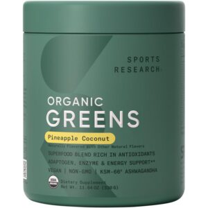 Polvo orgánico greens Superalimentos Sports Research sabor piña coco