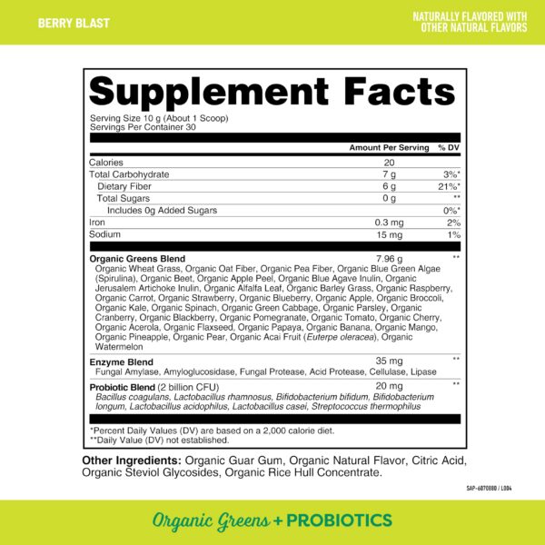 Polvo orgánico Healthy Delights con probióticos y enzimas digestivas