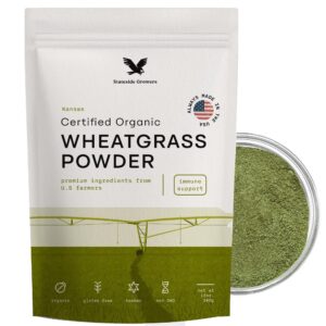 Polvo orgánico de hierba de trigo Stateside Growers en frasco