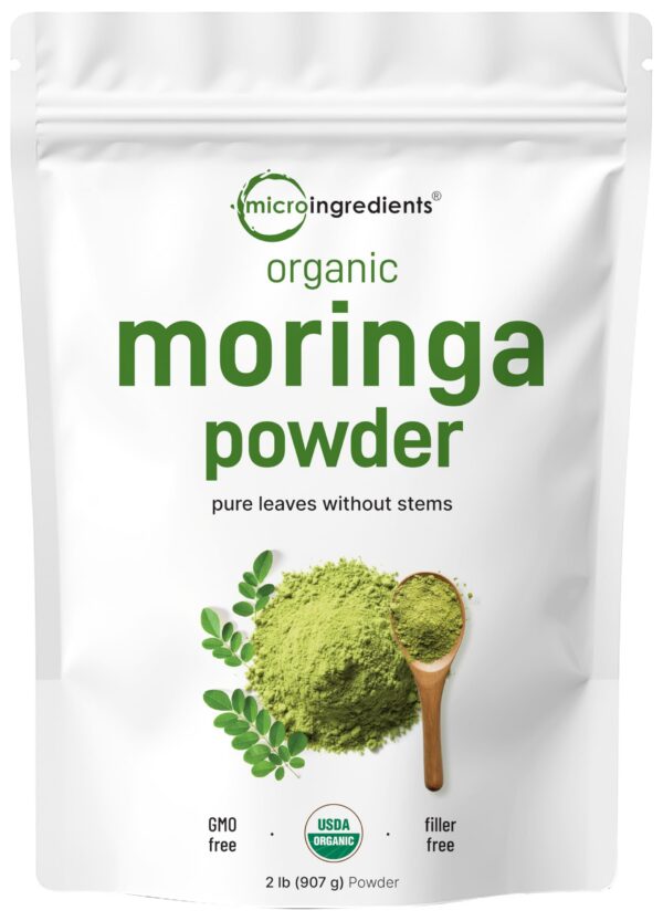 Version 1.0.0 Polvo orgánico hoja de moringa oleifera 2 libras saludable