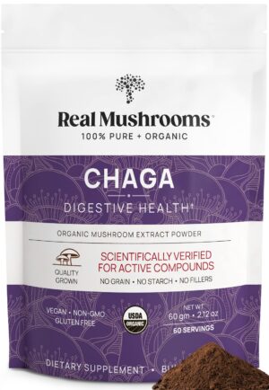 Version 1.0.0 Polvo orgánico de hongo chaga Real Mushrooms 60 porciones