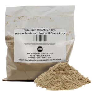 Polvo orgánico de hongo Maitake Naturejam 8 onzas bolsa frontal