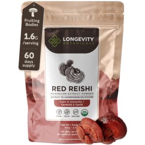 Polvo orgánico de hongo reishi Longevity Botanicals 100 gramos