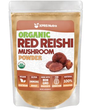 Polvo orgánico hongo reishi rojo XPRS Nutra envase 8 onzas