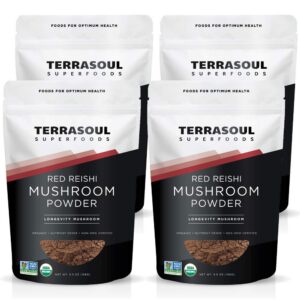 Polvo orgánico hongo Reishi Terrasoul Superfoods paquete 4 bolsas