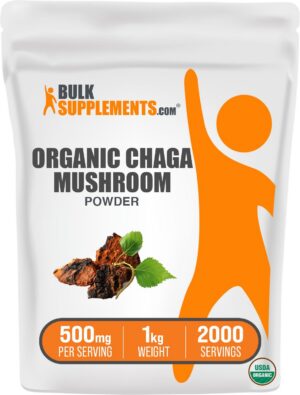 Polvo orgánico de hongos Chaga BulkSupplements en empaque