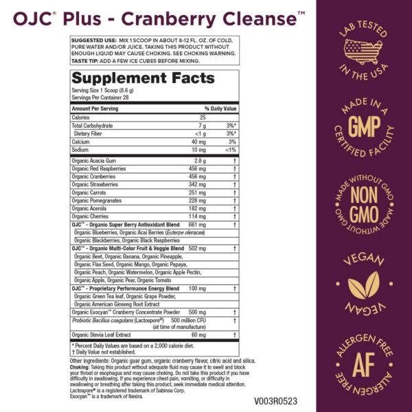 Polvo orgánico para limpieza detox OJC cranberry