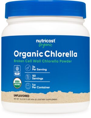 Polvo orgánico Nutricost Chlorella 16oz suplemento natural