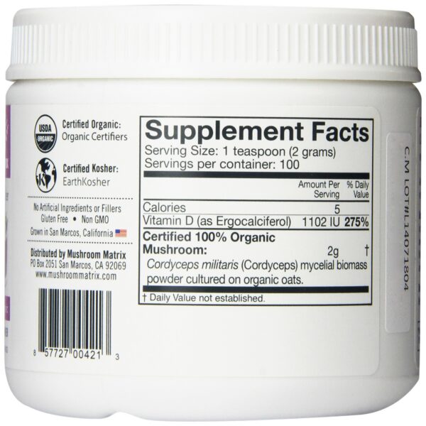 Polvo orgánico Om Mushroom Cordyceps en frasco