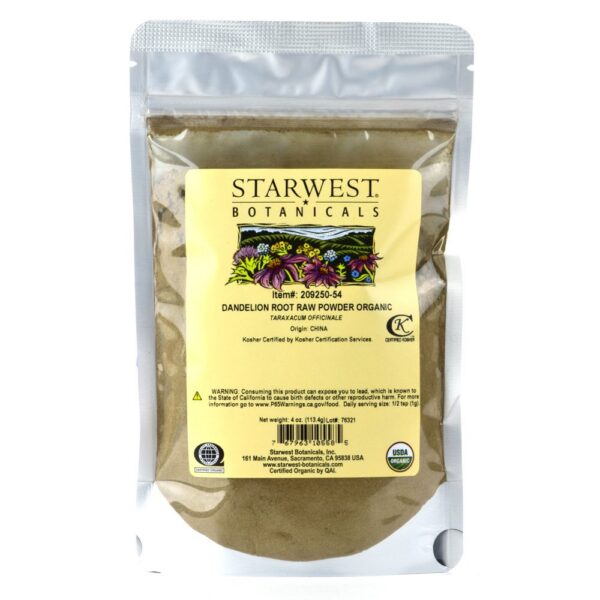 Polvo orgánico raíz diente de león Starwest Botanicals 4 oz