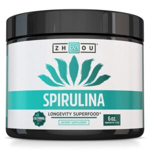 Version 1.0.0 Polvo orgánico de spirulina Zhou 6 onzas superalimento vegano