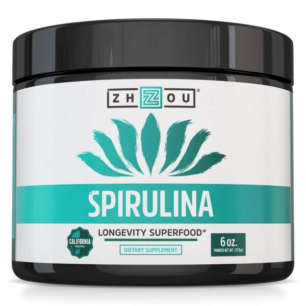 Polvo orgánico de spirulina Zhou 6 onzas superalimento vegano