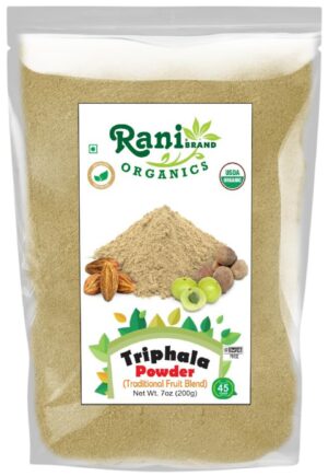 Polvo orgánico Triphala Rani empaque frontal 200g