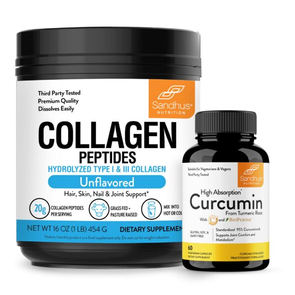 Polvo de péptidos de colágeno Sandhu's envase frontal