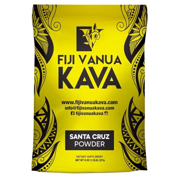 Polvo premium de kava Vanua Fiji en envase 8 oz