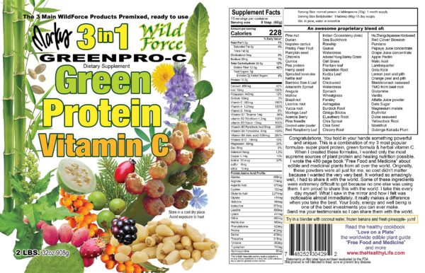 Polvo de proteína vegetal y vitamina C Wild Force GreenPro-C