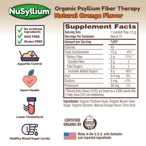 Polvo de psyllium NuSyllium fibra suplemento saludable