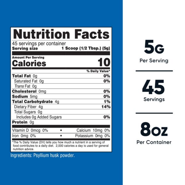 Polvo psyllium Nutricost etiqueta trasera con información