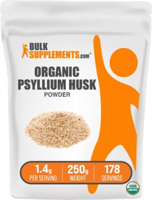 Polvo de psyllium orgánico bulkSupplements para fibra