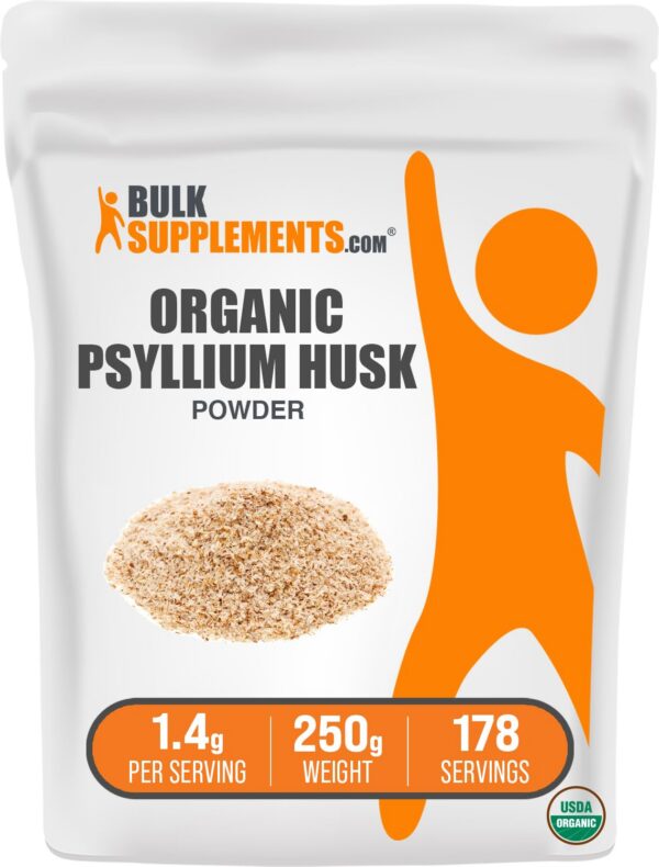 Polvo de psyllium orgánico bulkSupplements para fibra