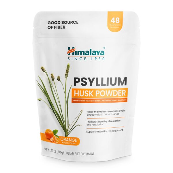 Version 1.0.0 Polvo psyllium con sabor naranja Himalaya para digestión