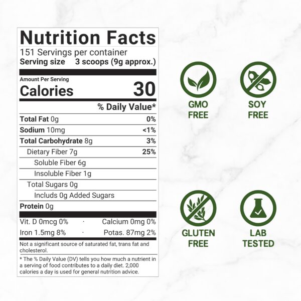 Polvo de psyllium sin sabor para fibra dietética