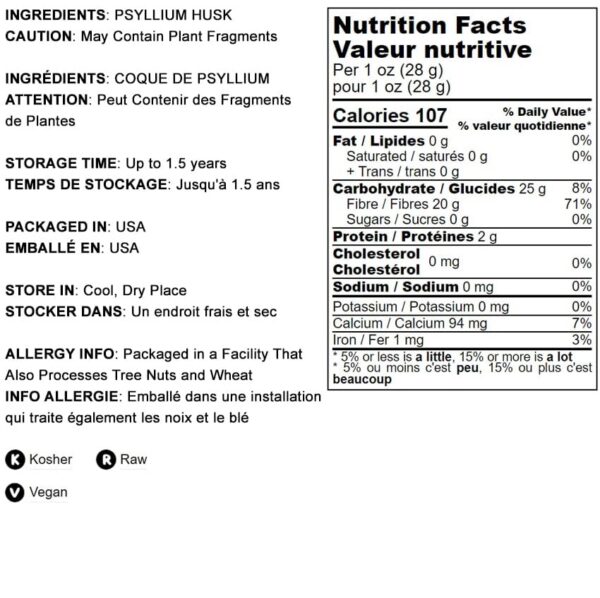 Producto kosher y vegano psyllium en polvo