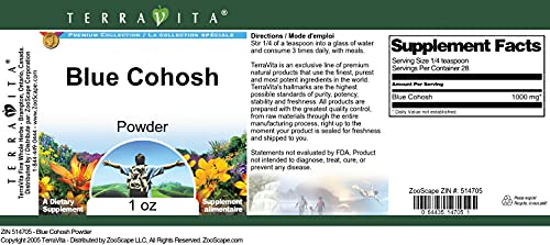 Version 1.0.0 Polvo puro Blue Cohosh TerraVita 1 oz