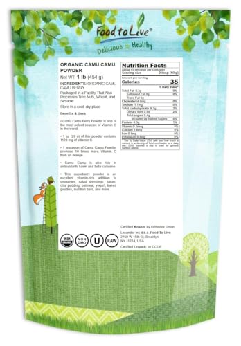 Polvo puro de Camu Camu en bol Food to Live