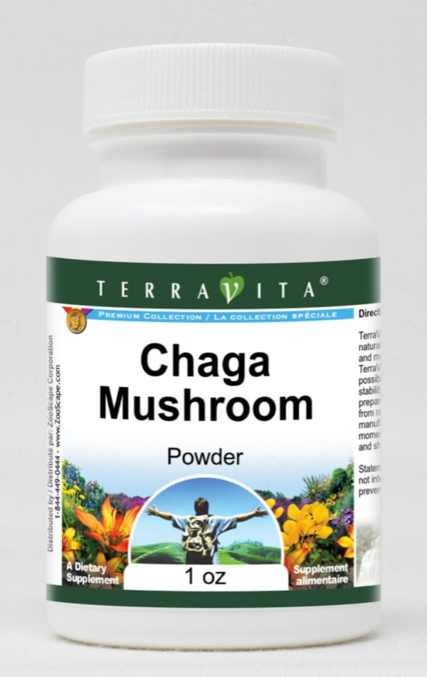 Polvo puro de hongo Chaga TerraVita botella