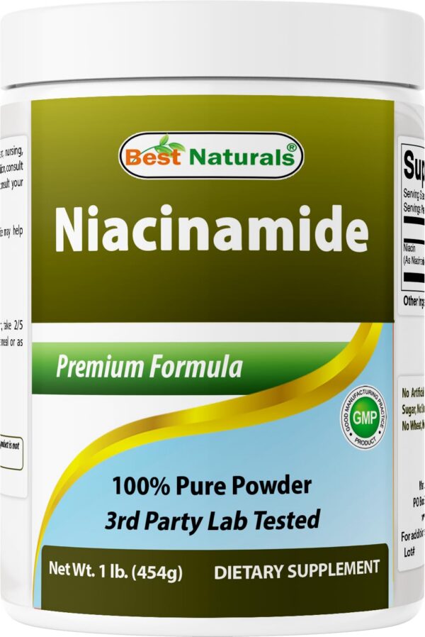 Polvo puro niacinamida vitamine B3 Best Naturals 1 libra