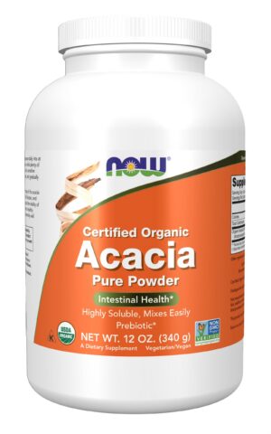 Version 1.0.0 Polvo puro orgánico de acacia NOW Foods para salud intestinal y prebiótico