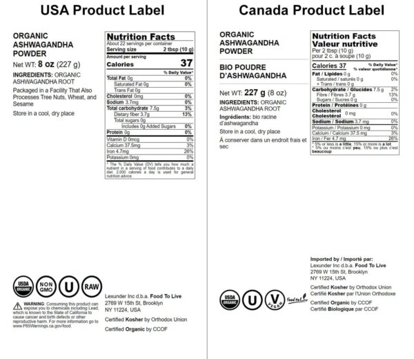 Version 1.0.0 Polvo puro orgánico de ashwagandha sin aditivos