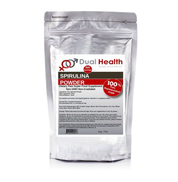 Polvo puro spirulina verde Dual Health 5 libras