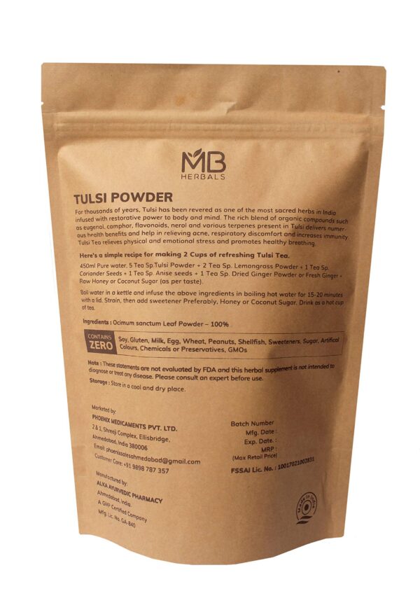 Polvo puro de tulsi sin tallos ni flores