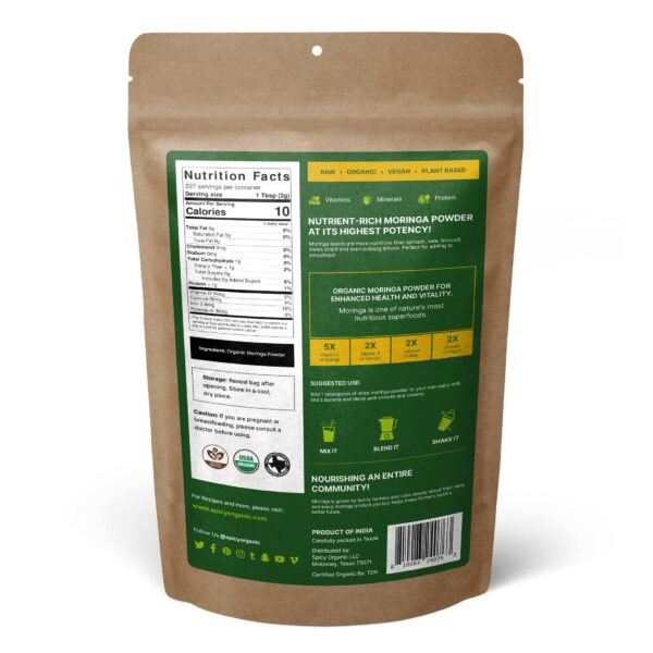 Polvo puro verde de moringa oleifera para té y nutrición diaria