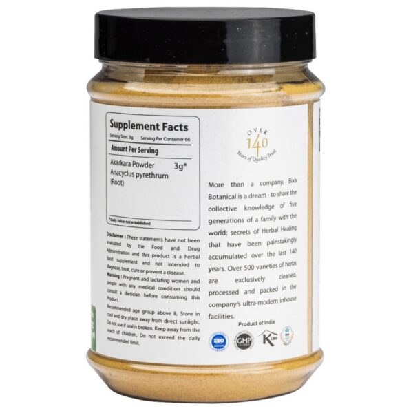 Version 1.0.0 Polvo de Raíz de Pellitory - Tratado con vapor para pureza