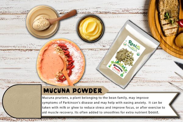 Polvo Rani orgánico de semillas mucuna natural sin rellenos