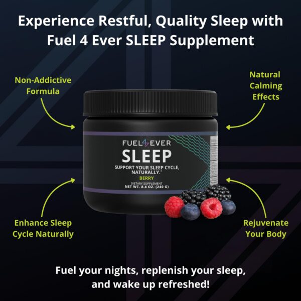 Version 1.0.0 Polvo sabor bayas Fuel 4 Ever sueño magnesio