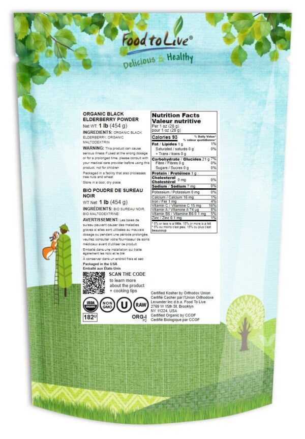 Polvo de saúco negro para batidos y yogures natural y vegano