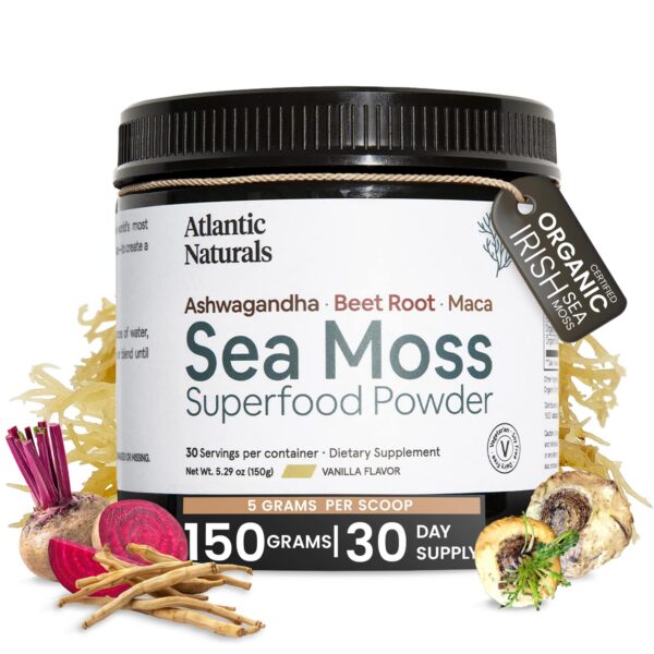 Version 1.0.0 Polvo Sea Moss Atlantic Naturals 150 gramos con sabor vainilla