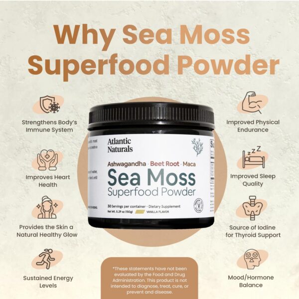 Polvo Sea Moss mezclado en batido saludable