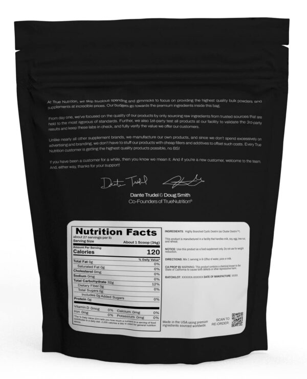 Polvo sin sabor dextrina cíclica ramificada True Nutrition para energía