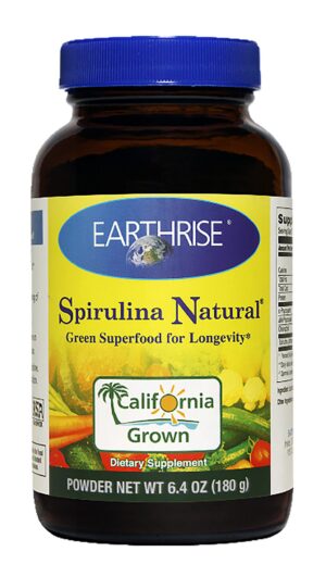 Polvo de spirulina natural Earthrise de 6.4 oz para salud y energía