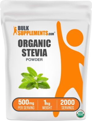 Polvo stevia orgánica BulkSupplements 1 kg vegano sin gluten