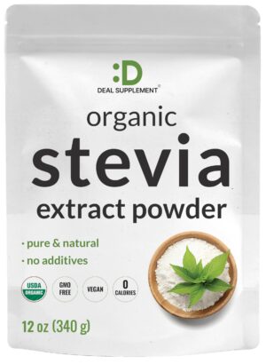 Polvo de stevia orgánica DEAL SUPPLEMENT 12oz endulzante natural