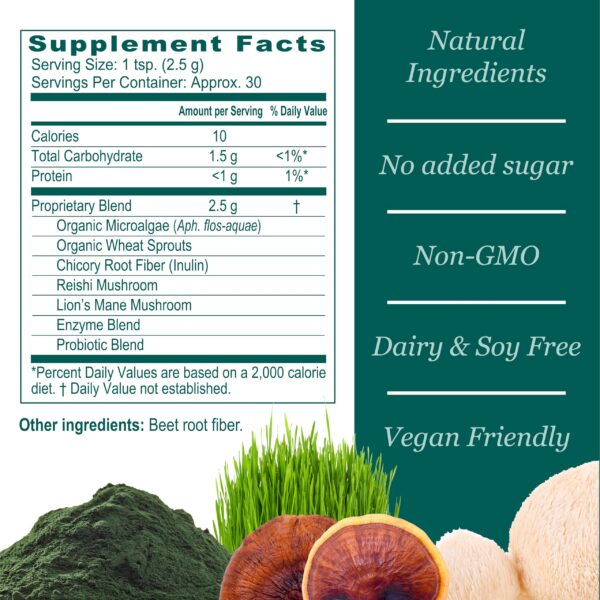 Polvo Super Blue Green mezcla natural para bienestar