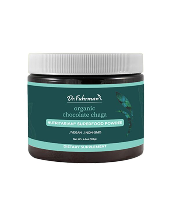 Polvo superalimento Chocolate Chaga Dr Fuhrman bolsa frente