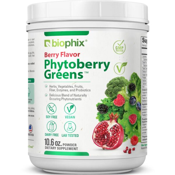 Polvo superalimento Phytoberry Greens con sabor a bayas