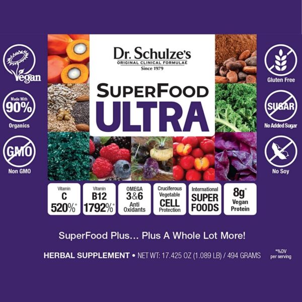 Polvo superfood ultra dr schulze's etiqueta frontal